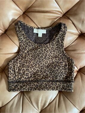 Michael Kors leopard racer back sports bra